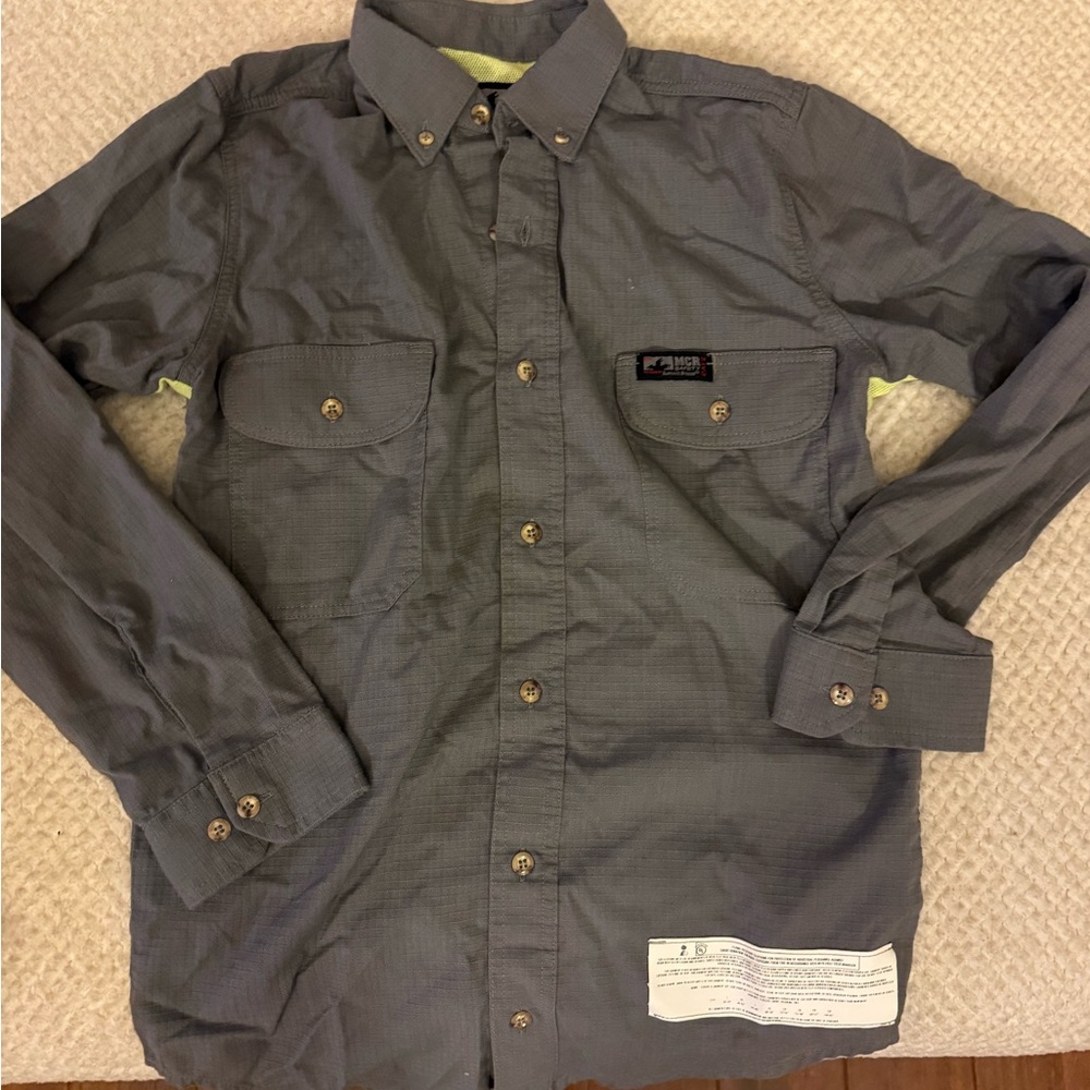 MCR Safety SBS1001 Summit Breeze FR Work Shirt - Gray size small